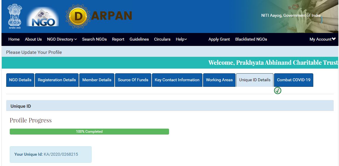 DARPAN registration of PACT India